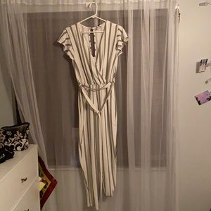 Jump suit - black and white- virtual stripes